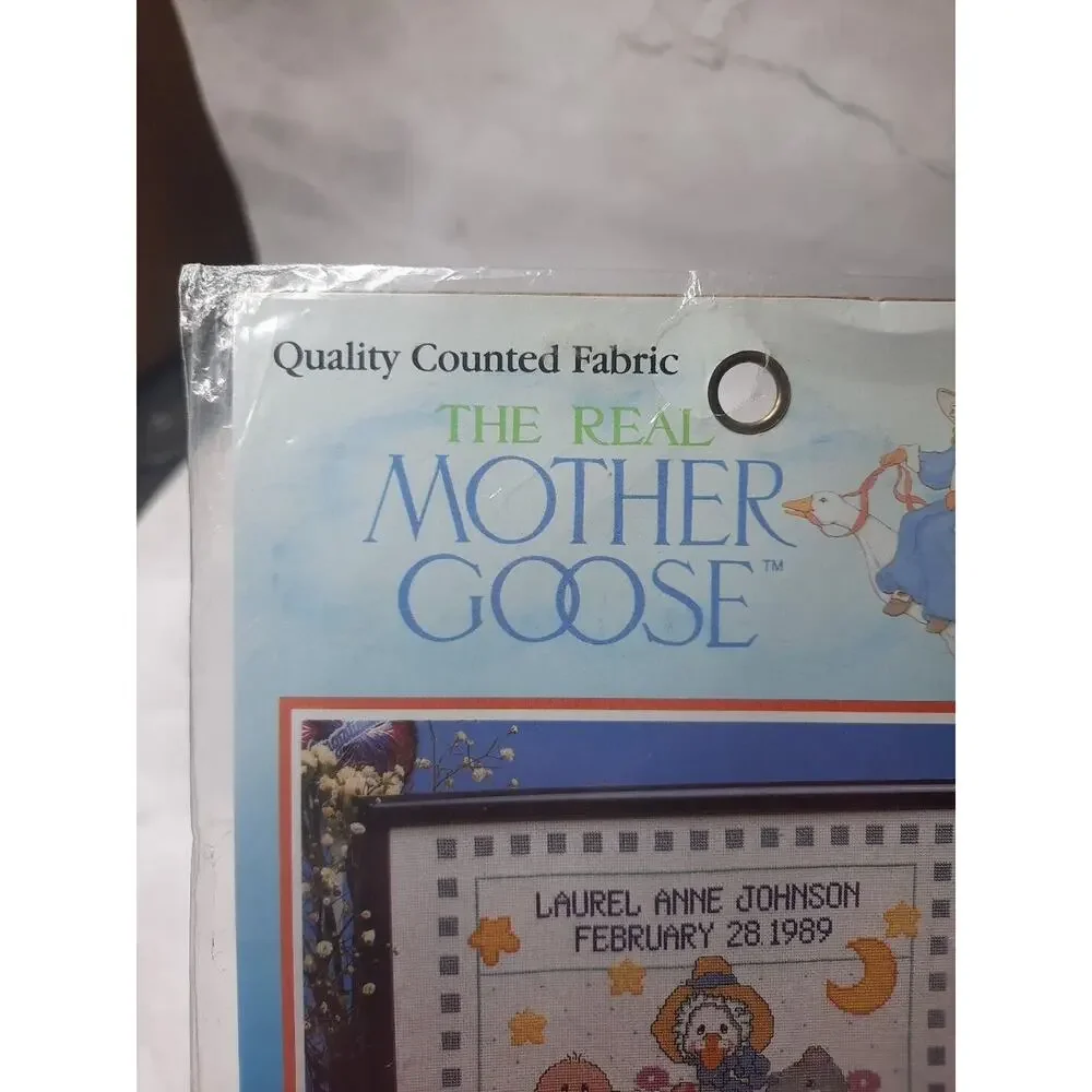 Bucilla Mother Goose Counted Cross Stitch Sampler 63483 Birth Announcement